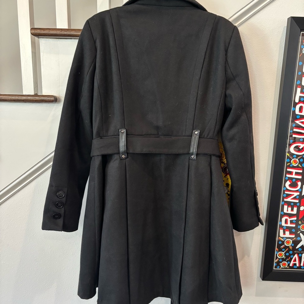 Steve Madden Juniors’ Black Belted Skirted Coat - Picture 6 of 16